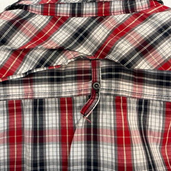 Akademiks Mens 2XL Plaid Button Down Shirt Red Black White Long Sleeve Cotton - Picture 13 of 13